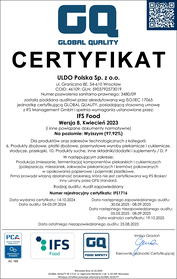 ULDO Certyfikat IFS FOOD v8 2024